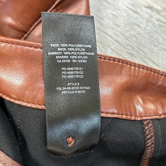 Wilfred Faux Leather Brown Flare Pants Aritzia Size 0 High Rise - Picture 7 of 8